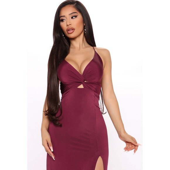 NWT Fashion Nova Pop The Leg Maxi Dress - Magenta - Picture 2 of 4
